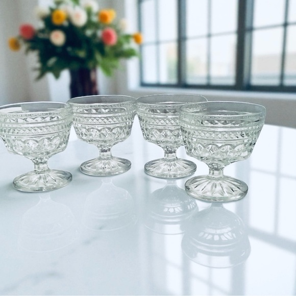 Vintage Anchor Hocking Wexford Clear Glass Champagne Sherberts Set Of 4 - Picture 4 of 4